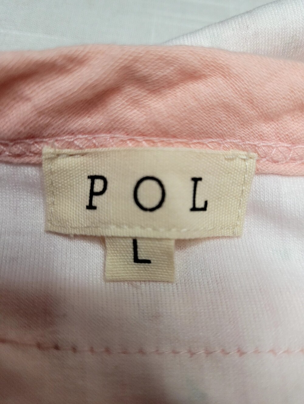 POL Pink Floral Ribbed 5 Button Henley Raw Edge Lettuce Crop Top Large Boutique - Picture 4 of 5